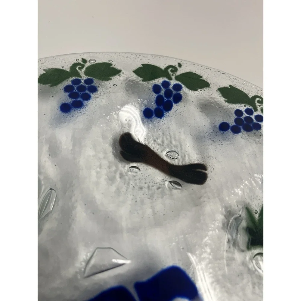 Peggy Karr Passover Seder Plate Fused Art Glass Grapes Judaica‎ Holiday